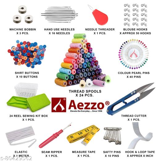 Double Layer Multipurpose Tailoring Sewing Kit Set Box with High Quality Materials and all Accessories like Thread Spool, Needle, Cutter, Measure Tape, Dress & Trouser Hook, Bobbins, Shirt Buttons, Seam Ripper, Scissors, Pearl Pin etc. with Heavy and Durable Transparent Plastic Sewing Kit Box. - WYNAMIX store