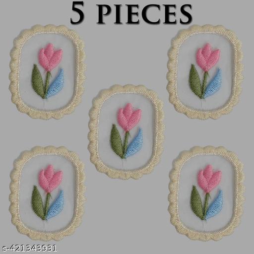 Pink Heart & Flower Oval Embroidered Appliqué Patches - Set of 5 DIY, Non-Adhesive for All Fabrics - Dresses, Blouses, Scarves, Hats, Bags, Jackets, Vests, Skirts, T-Shirts, Sweaters, Tank Tops - WYNAMIX store