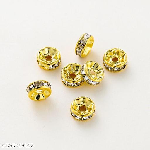 Golden Rhinestone Spacer Beads for Jewellery Making – Gold Plated Round Beads with Crystal Stones (Pack of 200 pcs) - WYNAMIX store