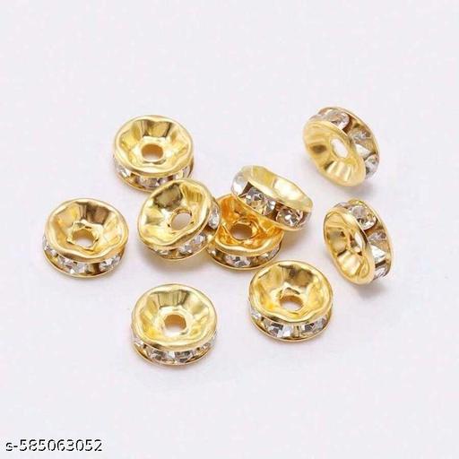 Golden Rhinestone Spacer Beads for Jewellery Making – Gold Plated Round Beads with Crystal Stones (Pack of 200 pcs) - WYNAMIX store