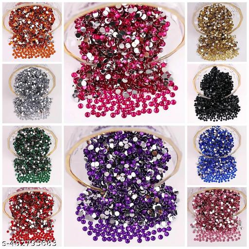 Kundans Beads 5000 Stones 3mm Round Shape Stone for Art & Craft, Jewellery Making, Bangles, Embroidery & DIY Works (10 Packet;10 Colour) - WYNAMIX store