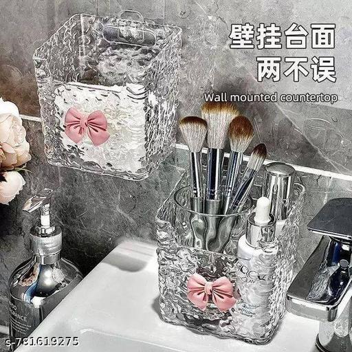 Premium Transparent Wall Mounted Bathroom Organizer with Bow – Multipurpose Holder (Pack of 2) - WYNAMIX store