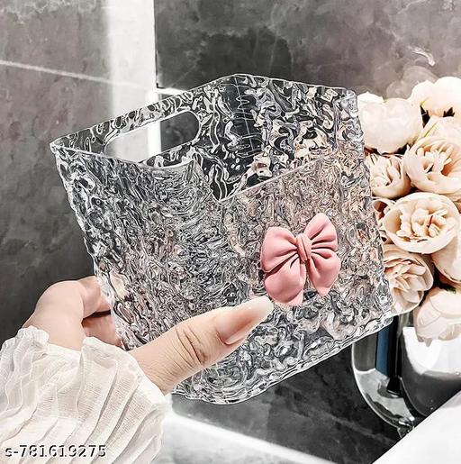 Premium Transparent Wall Mounted Bathroom Organizer with Bow – Multipurpose Holder (Pack of 2) - WYNAMIX store