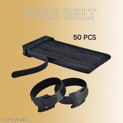 NAREVAL BLACK WIRE BELT (50 PCS) Cable Organizer Hook & Loop Tape - Wire/Cord Holder Management Strap - Reusable Hook & Loop Ties for PC, TV, Desk, WFH Accessories  - WYNAMIX store