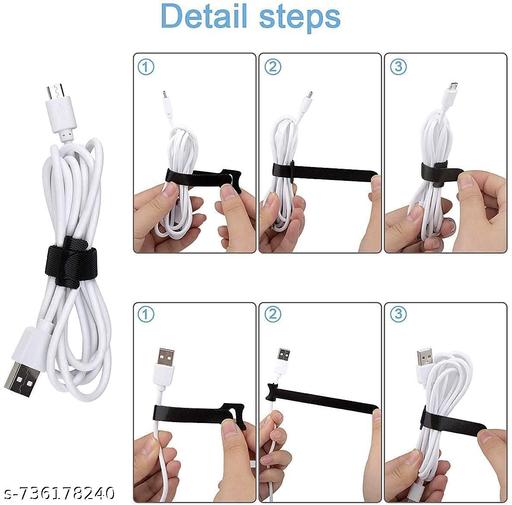 NAREVAL BLACK WIRE BELT (50 PCS) Cable Organizer Hook & Loop Tape - Wire/Cord Holder Management Strap - Reusable Hook & Loop Ties for PC, TV, Desk, WFH Accessories  - WYNAMIX store