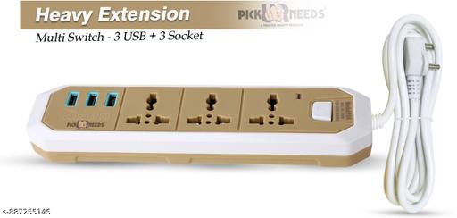 3 Socket Extension Switch Board  With 3 USB Ports - WYNAMIX store
