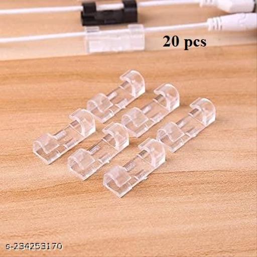 20 Pcs Self Adhesive Cable Management Clips, SOULWIT Cable Organizers Sticky Wire Clips Cord Holder for TV PC Laptop Ethernet Cable Desktop Home Office (Large,Transparent) - WYNAMIX store