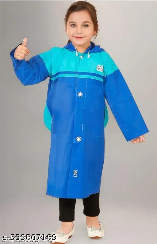 KIDS  HOODED WATERPROOF RAINCOAT WITH DRAWSTRING IN VARIOUS STYLISH AND VIBRANT COLORS.  - WYNAMIX store