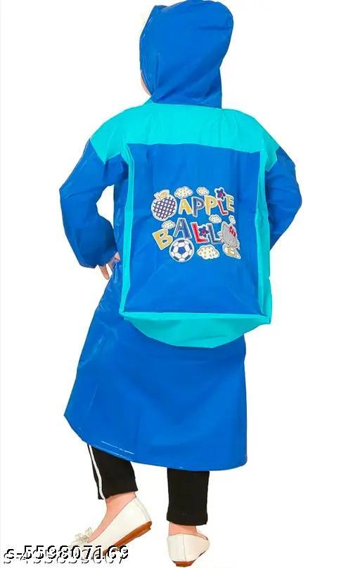 KIDS  HOODED WATERPROOF RAINCOAT WITH DRAWSTRING IN VARIOUS STYLISH AND VIBRANT COLORS.  - WYNAMIX store