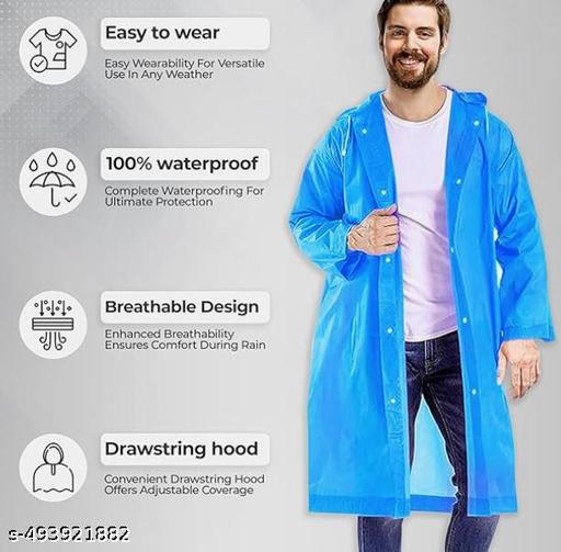 Unisex Raincoat || EVA Material | Reusable | Lightweight | Fashionable | Universal Size | Raincoat for Men and Women - - BLUE (Pack of 1)  - WYNAMIX store