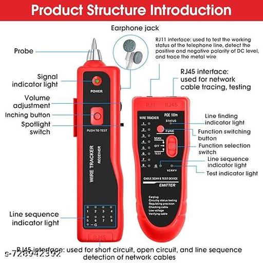 Wire Tracker Cable Finder | Network & Telephone Line Tester with Emitter & Receiver | LAN, RJ45, RJ11 Wire Tracing Tool - WYNAMIX store