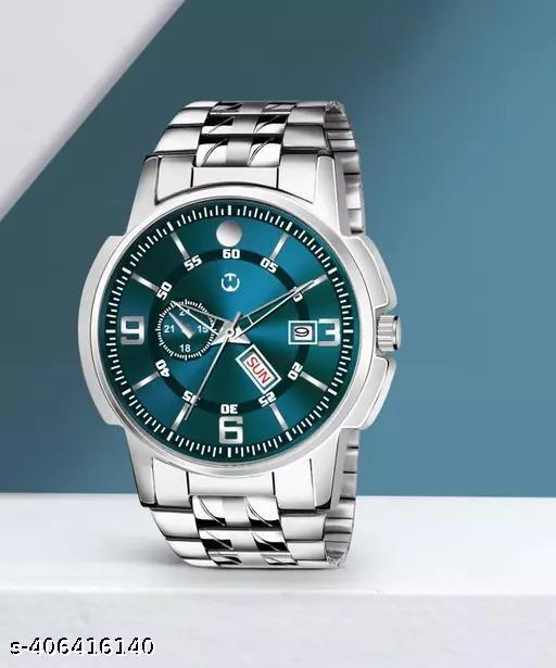 Silver Stainless Chain Green Dial Men’s & Boy’s Analog Watch - WYNAMIX store