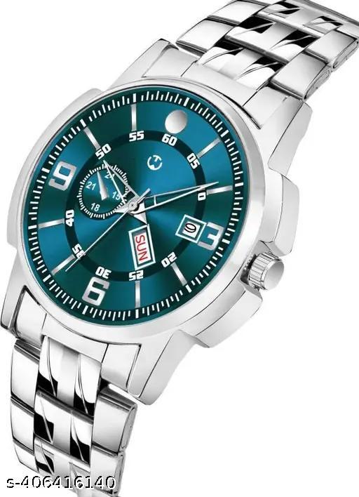 Silver Stainless Chain Green Dial Men’s & Boy’s Analog Watch - WYNAMIX store