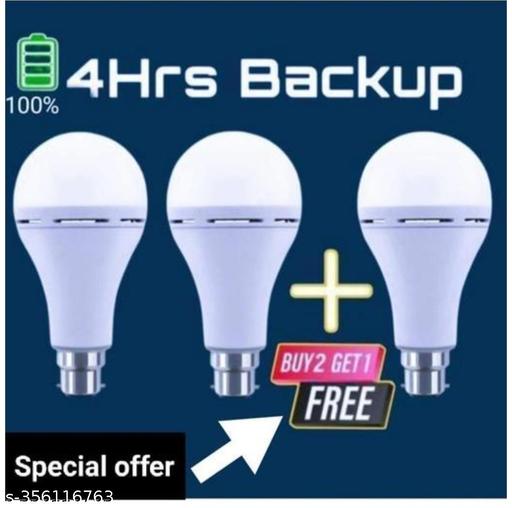 12 Watt AC/DC. Inverter Emergency Rechargeable Bulb. 4 Hr.s Bekup Pack of 2+1 TWO GET ONE FREE - WYNAMIX store