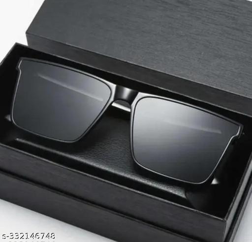 Men Black Rubber Rectangular , UV Protected Iron Man Sunglasses (Pack of 1) - WYNAMIX store