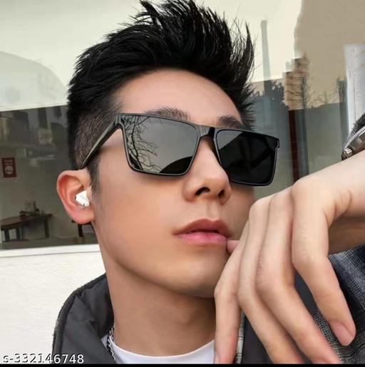 Men Black Rubber Rectangular , UV Protected Iron Man Sunglasses (Pack of 1) - WYNAMIX store