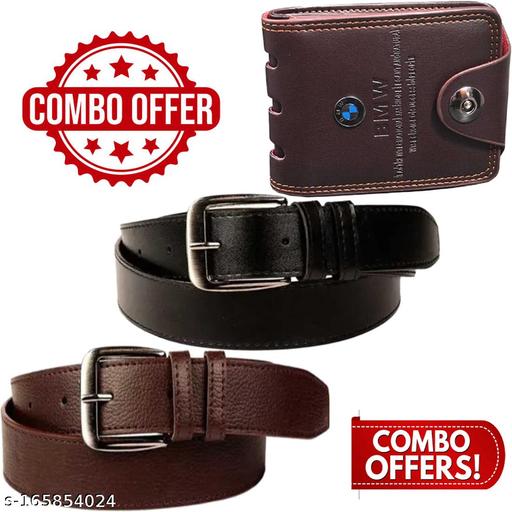 Sunshopping Men? Formal & Causal Leatherite Belt and Wallet Combo(Pack of 3) - WYNAMIX store