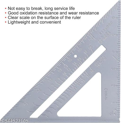 Aluminum Alloy Double Side Triangle Scale Ruler  90° Right Angle Measuring Tool  Metric & Inch Drafting Triangle  7 inch Speed Square Protractor  Lightweight 180mm Measurement Hand Tool  Thickened Ruler for Drawing & DIY Decoration  Ideal for Carpenters & Enthusiasts (Silver Grey) - WYNAMIX store