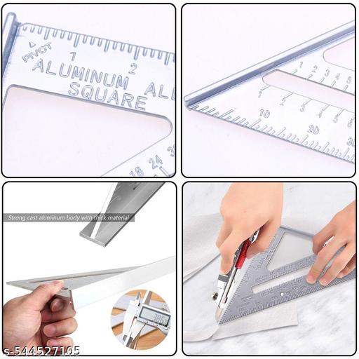 Aluminum Alloy Double Side Triangle Scale Ruler  90° Right Angle Measuring Tool  Metric & Inch Drafting Triangle  7 inch Speed Square Protractor  Lightweight 180mm Measurement Hand Tool  Thickened Ruler for Drawing & DIY Decoration  Ideal for Carpenters & Enthusiasts (Silver Grey) - WYNAMIX store