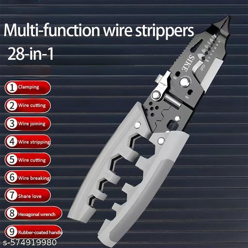 Wire Stripper Tool, 28 in 1 Pliers, Black, Heavy Duty, CR-V High Hardness Steel & Chromium Vanadium Steel, Universal Multi-Used Wire Strippers (Plier With Wrench) - WYNAMIX store