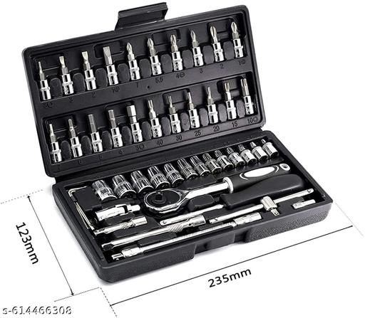 46 in 1 Pcs Combination Wrench Set/Socket for Car&Bike Repairing Hand Tool Long Handle Kit 46pcs Combo Tools Repair 1/4" Ratchet Torque Box for Spanner Force Kit, Tools,  - WYNAMIX store