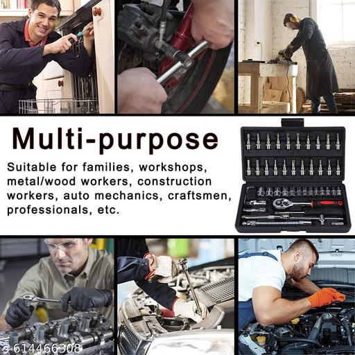 46 in 1 Pcs Combination Wrench Set/Socket for Car&Bike Repairing Hand Tool Long Handle Kit 46pcs Combo Tools Repair 1/4" Ratchet Torque Box for Spanner Force Kit, Tools,  - WYNAMIX store