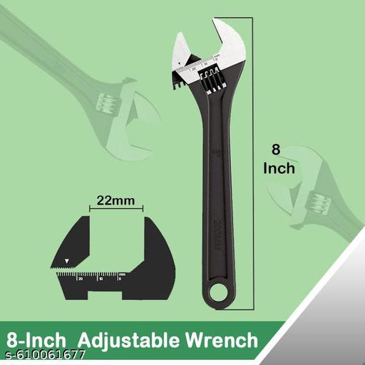Aldeco 8 Inch Adjustable Wrench Tool for DIY, Garage and Industrial Work (adjustable spanner, steel adjustable wrench, bolt tightening wrench, plumbing adjustable spanner, household repair spanner) - WYNAMIX store