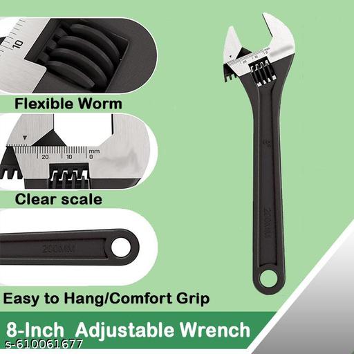 Aldeco 8 Inch Adjustable Wrench Tool for DIY, Garage and Industrial Work (adjustable spanner, steel adjustable wrench, bolt tightening wrench, plumbing adjustable spanner, household repair spanner) - WYNAMIX store