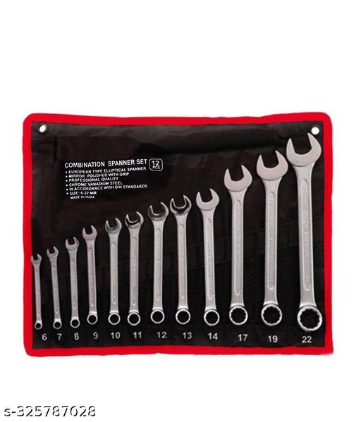 Socket Wrench Combination Spanner Wrench Set 6mm To 22 mm 12-Piece, Chrome Vanadium Steel, with Rolling Pouch - WYNAMIX store