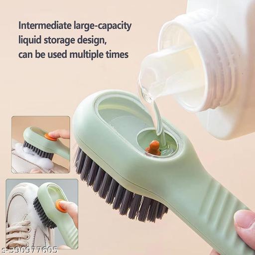 Liquid Adding Soft Fur Cleaning Brush, Multifunctional Shoe Brush, Long Handle Liquid Adding Cleaning Brush Clothes Cleaning Tools  - WYNAMIX store
