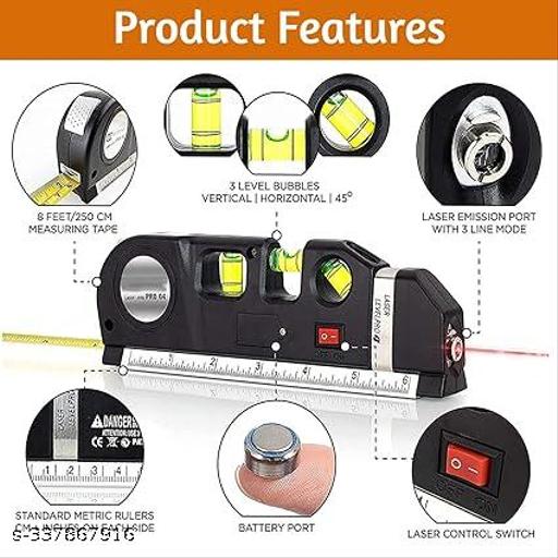 BluedealMultipurpose ABS Laser Level Line Tool Kit | Standard Cross | leveler Beam with Metric Rulers 8ft/2.5M for Picture Hanging cabinets Tile Walls (Black)  - WYNAMIX store