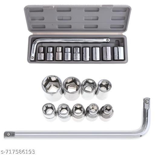 10-in-1 Socket Wrench Set | L-Shaped Handle with 9 Chrome Plated Sockets | Multipurpose Hand Tool Kit for Car, Bike, Home & Garage Use-Compact Storage Case Included(10 in 1 Toolkit) - WYNAMIX store