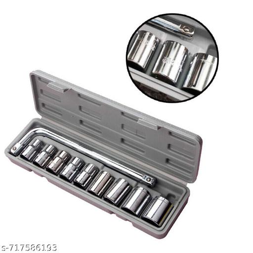 10-in-1 Socket Wrench Set | L-Shaped Handle with 9 Chrome Plated Sockets | Multipurpose Hand Tool Kit for Car, Bike, Home & Garage Use-Compact Storage Case Included(10 in 1 Toolkit) - WYNAMIX store