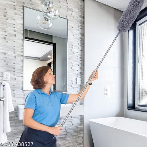 Home Cleaning dust with 100 inches Expandable Pole Handle Washable Duster for High Ceiling Fans ,Window, Blinds (Grey) - WYNAMIX store