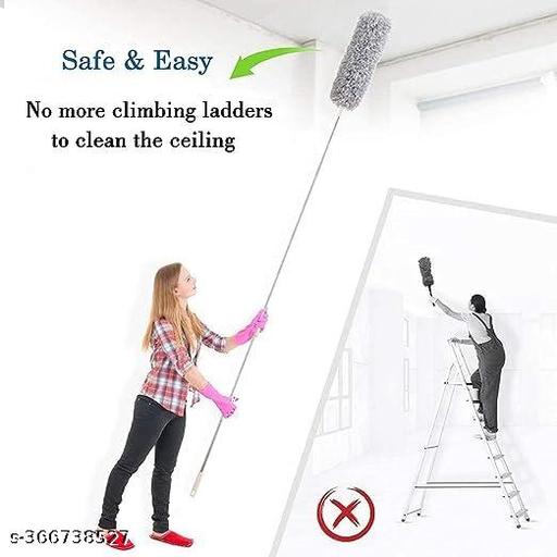 Home Cleaning dust with 100 inches Expandable Pole Handle Washable Duster for High Ceiling Fans ,Window, Blinds (Grey) - WYNAMIX store