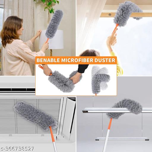 Home Cleaning dust with 100 inches Expandable Pole Handle Washable Duster for High Ceiling Fans ,Window, Blinds (Grey) - WYNAMIX store