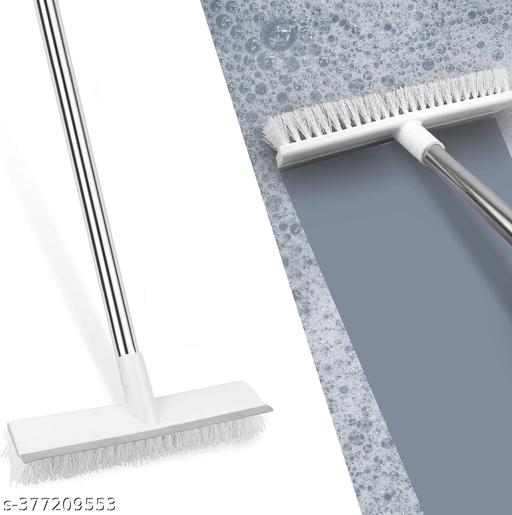 2 in 1 Bathroom Cleaning Brush with Wiper Toilet Tiles Cleaning Brush Floor Scrub Bathroom Brush with Long Handle Floor Scrub Home Kitchen Bathroom Cleaning Accessories, White - WYNAMIX store