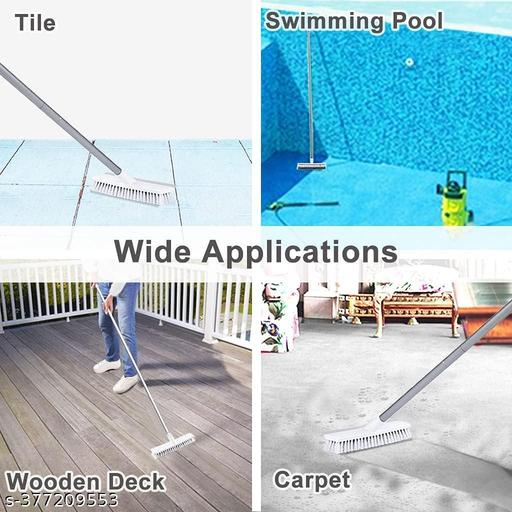 2 in 1 Bathroom Cleaning Brush with Wiper Toilet Tiles Cleaning Brush Floor Scrub Bathroom Brush with Long Handle Floor Scrub Home Kitchen Bathroom Cleaning Accessories, White - WYNAMIX store