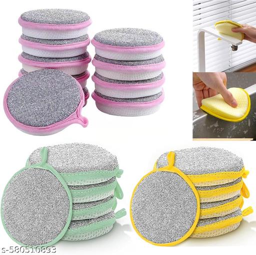  Dish Sponges, Double Sided Non-Scratch Scrub Cleaning Sponges, Rough Scrubbers Side for Non-Stick Cookware, Soft Microfiber Scrub Side for Dishes (Pack of 05) - WYNAMIX store