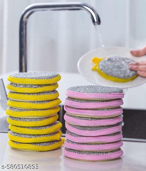  Dish Sponges, Double Sided Non-Scratch Scrub Cleaning Sponges, Rough Scrubbers Side for Non-Stick Cookware, Soft Microfiber Scrub Side for Dishes (Pack of 05) - WYNAMIX store