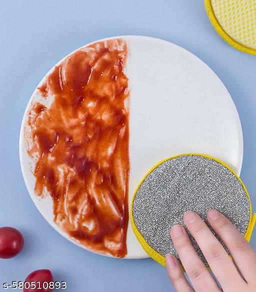  Dish Sponges, Double Sided Non-Scratch Scrub Cleaning Sponges, Rough Scrubbers Side for Non-Stick Cookware, Soft Microfiber Scrub Side for Dishes (Pack of 05) - WYNAMIX store