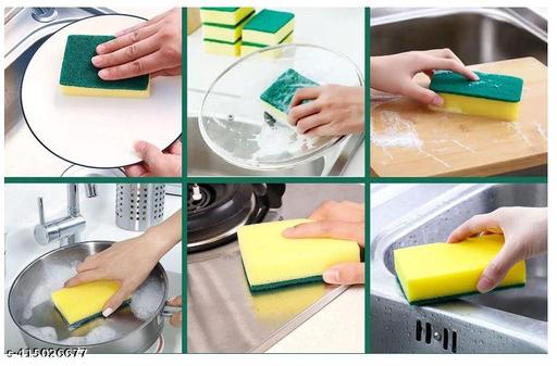 Tamsa_Prime® Sponge Scrubber (Pack of 9), Cleaning Sponge Abrasive Scrub Pad Kitchen Scrubber Dish Scrub Pad Dual-sided Sponge Household Cleaning Pad, Non-scratch Scrubber, Biodegradable Scrub Pad Cellulose, Sponge Pad , Kitchen Cleaning Tool , Cleaning Supplies, Scrubbing Sponge - WYNAMIX store