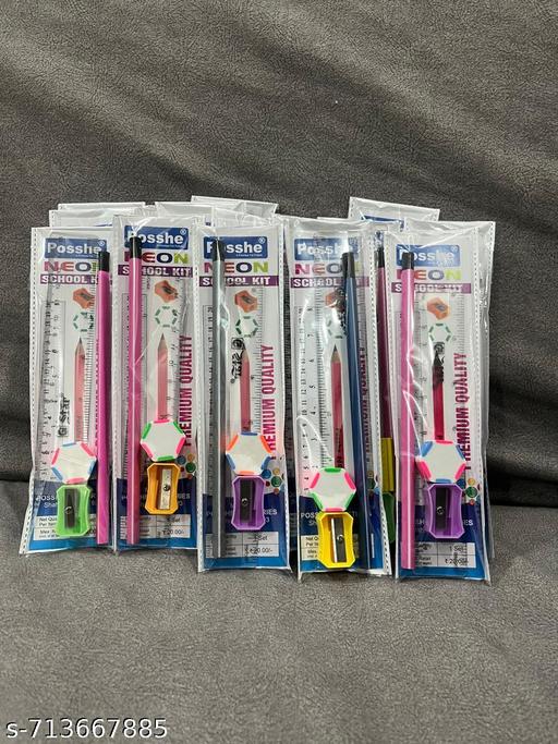 return gift study kit pack of 10 where 1 pencil,1 sharpner, 1 scale and 1 hexa eraser in each pack  - WYNAMIX store