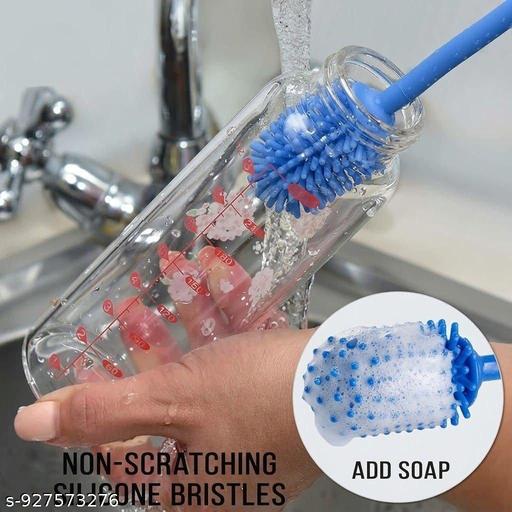  (Pack of 2) Silicone Cup Brush with Long Handle | Flexible Glass Cleaner & Scrubber for Cups, Bottles, Wine Glasses & Jars | Multipurpose Kitchen Cleaning Tool for Deep Cleaning - WYNAMIX store