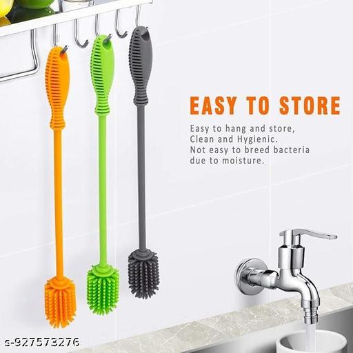  (Pack of 2) Silicone Cup Brush with Long Handle | Flexible Glass Cleaner & Scrubber for Cups, Bottles, Wine Glasses & Jars | Multipurpose Kitchen Cleaning Tool for Deep Cleaning - WYNAMIX store