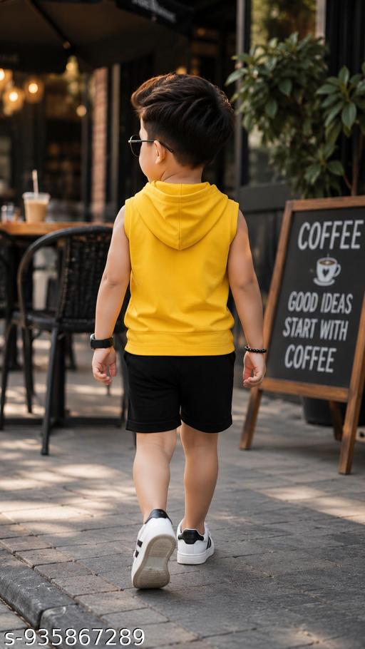 TRENDY YELLOW HOODIE & BLACK SHORTS SET FOR BOYS   #boysfashion #kidswear #stylishboy #trendykidswear #coolkids #mamaboy #summerfashion #casualwear #littlechamp #boysclothing #fashionforkids #toddlersstyle #newarrival #streetstyle #kidsfashion - WYNAMIX store