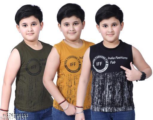 Boys Printed Pure Cotton T Shirt  (Multicolor, Pack of 3) - WYNAMIX store