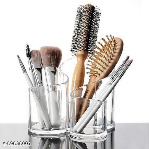 Acrylic Multipurpose 3-Compartment Makeup Accessories Desk Organizer Stand for Nail Polish/Hair Combs/Eyeliner/Makeup Brush Organisers Vanity Box - WYNAMIX store