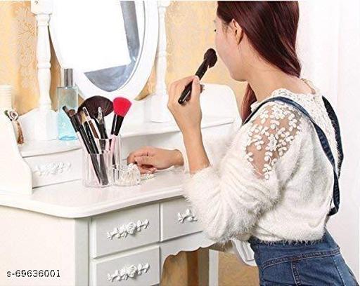 Acrylic Multipurpose 3-Compartment Makeup Accessories Desk Organizer Stand for Nail Polish/Hair Combs/Eyeliner/Makeup Brush Organisers Vanity Box - WYNAMIX store