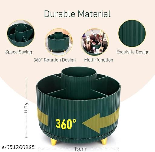 360° Rotating Green Makeup Brush Holder - Cosmetic Organizer for Bathroom or Vanity - Holds Brushes, Skincare, Nail Polish, Art Supplies, and Daily Essentials - WYNAMIX store